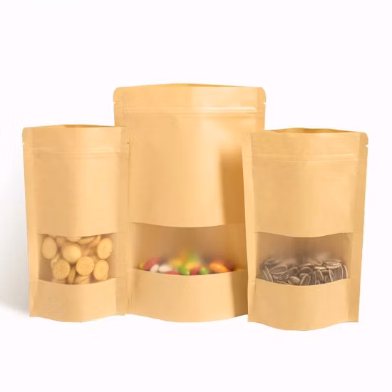 Bolsa de embalaje con cierre de cremallera biodegradable impresa personalizada, bolsa de papel Kraft impermeable con cremallera para granos de café, té y alimentos para mascotas