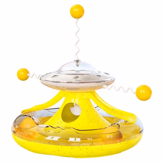 Suministros para mascotas Funnuy Cat Toy Dispensador de comida para gatos con plataforma giratoria móvil con pista circular