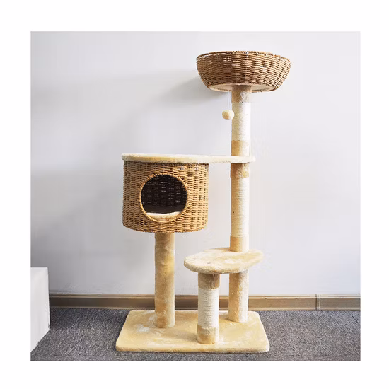 Venta al por mayor de China, fabricación de 5 niveles, árbol grande para gatos grandes y juguete para mascotas con hamaca y poste rascador para gatos