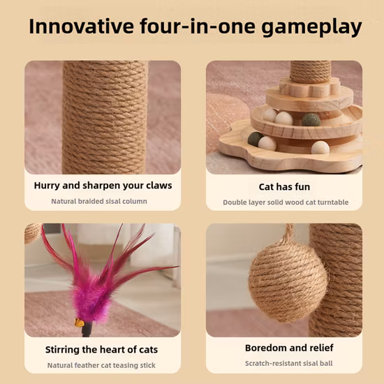 Tablero para gatos de madera maciza, palo para gatos, multicolor